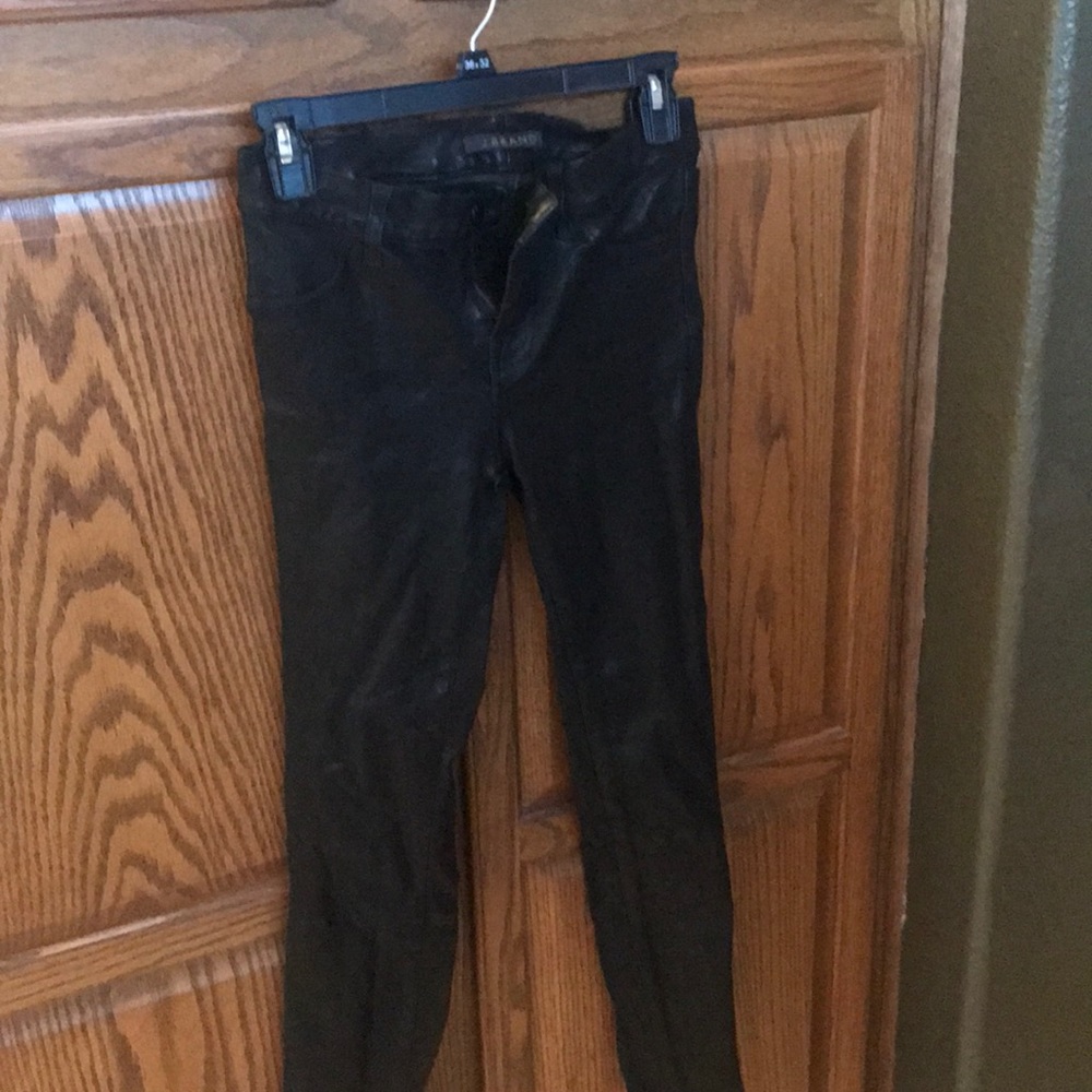 Black leather pants with ankle zipper